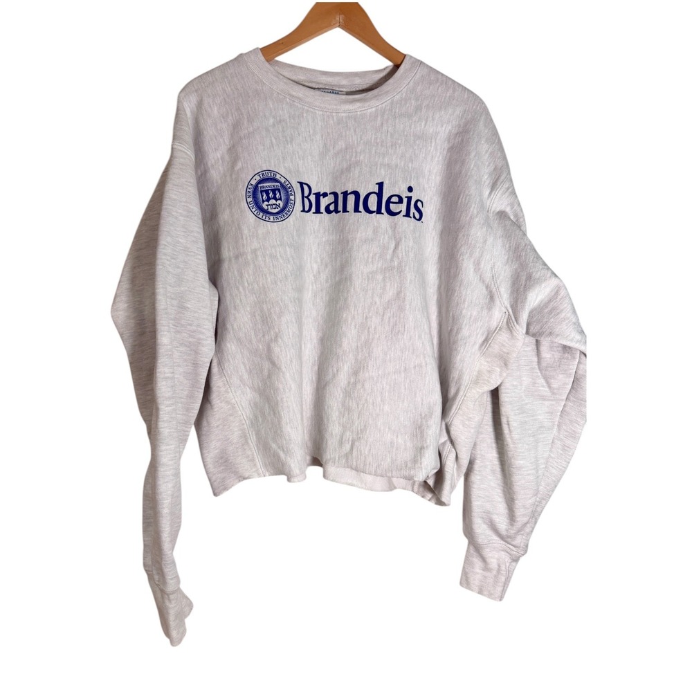 Champion Brandeis University Reverse‎ Weave Crewneck Sweatshirt CROPPED XXL